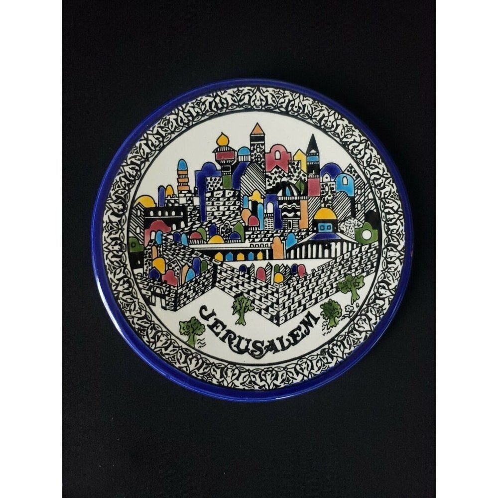 Jerusalem Ceramic Pottery Plate or Wall Hanging Home Decor Gift  8.5 "